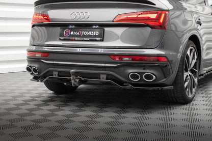 Maxton Mittlerer Diffusor Heck Ansatz DTM Look für Audi SQ5 Sportback Mk2 Facelift schwarz Hochglanz
