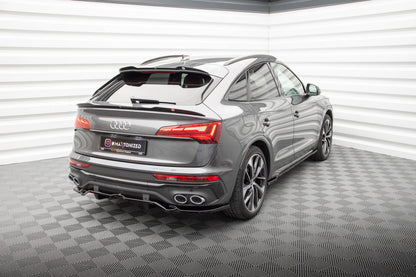 Maxton Mittlerer Diffusor Heck Ansatz DTM Look für Audi SQ5 Sportback Mk2 Facelift schwarz Hochglanz