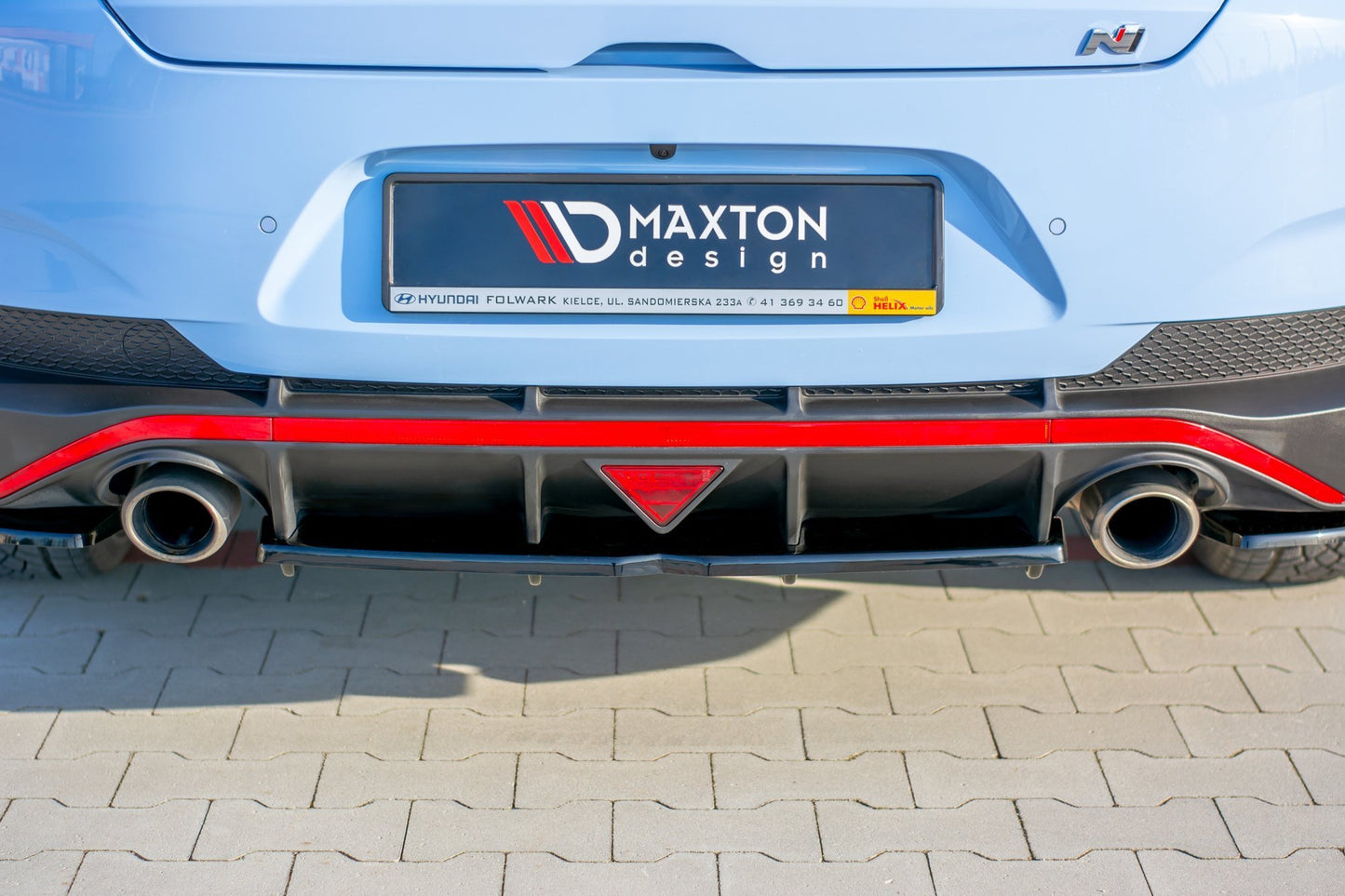Maxton Mittlerer Diffusor Heck Ansatz DTM Look für Hyundai I30 N Mk3 Fastback  schwarz Hochglanz