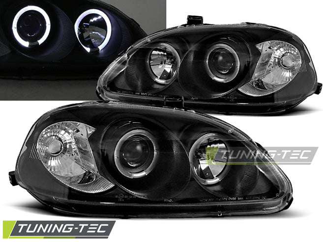 Tuning-Tec LED Angel Eyes Scheinwerfer für Honda Civic 99-01 schwarz