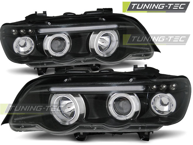 Tuning-Tec LED Angel Eyes Scheinwerfer für BMW X5 E53 99-03 schwarz
