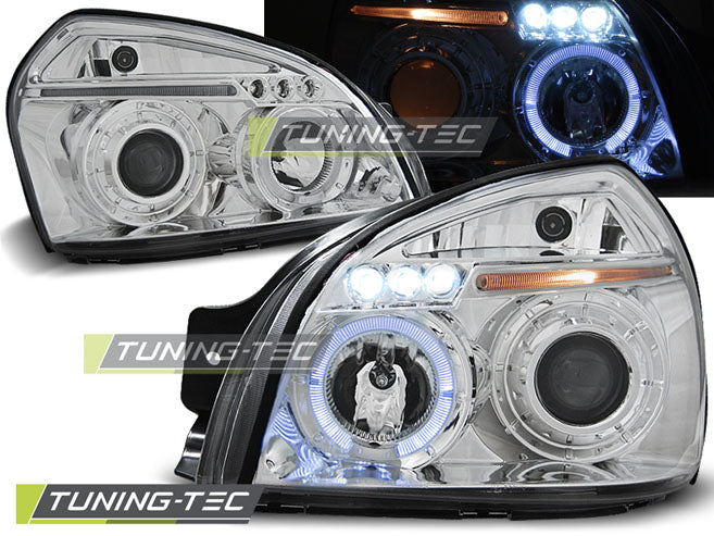 Tuning-Tec LED Angel Eyes Scheinwerfer für Hyundai Tucson 04-10 chrom