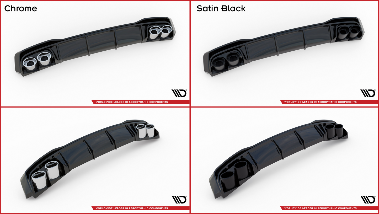 Maxton Diffusor Heck Ansatz für + Endschalldampfer Sportauspuff Attrappe Audi A3 S-Line Limousine 8Y