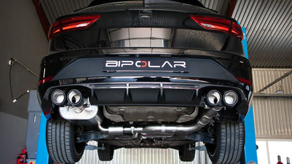 Grail Auspuffanlage Seat Leon Cupra R ST (DNUE) 3-Zoll 4-flutig Chrom Endrohre an HJS Montage bei Grail