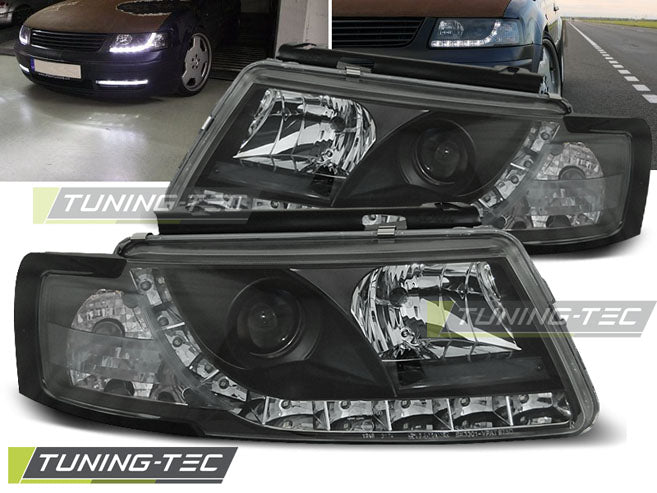 Tuning-Tec LED Tagfahrlicht Scheinwerfer für VW Passat 3B 96-00 schwarz