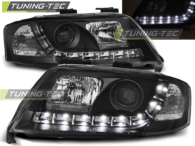Tuning-Tec LED Tagfahrlicht Scheinwerfer für Audi A6 4B 97-01 schwarz