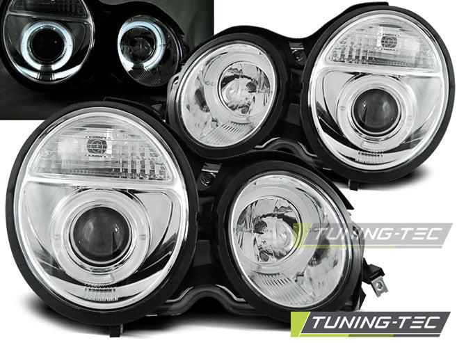 Tuning-Tec LED Angel Eyes Scheinwerfer für Mercedes Benz E-Klasse W210 95-99 chrom
