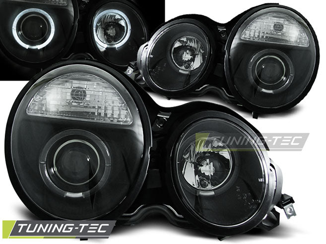 Tuning-Tec LED Angel Eyes Scheinwerfer für Mercedes Benz E-Klasse W210 95-99 schwarz