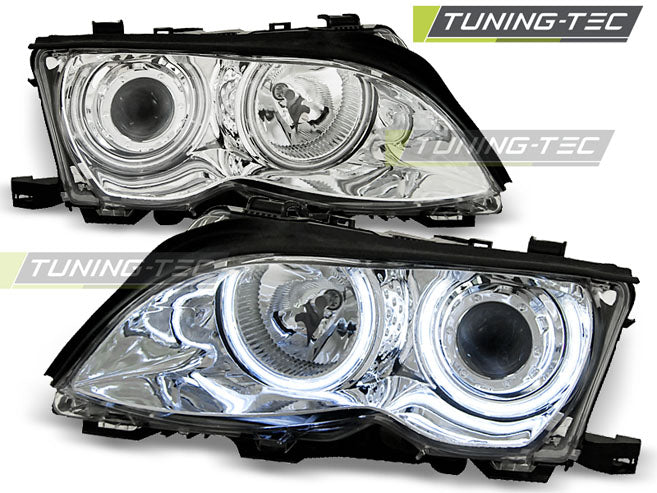 Tuning-Tec CCFL Angel Eyes Scheinwerfer für BMW 3er E46 01-05 chrom Set