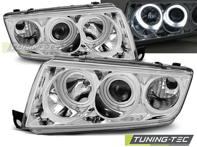 Tuning-Tec CCFL Angel Eyes Scheinwerfer für Skoda Fabia 1 99-08 chrom
