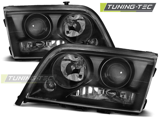 Tuning-Tec Klarglas Scheinwerfer für Mercedes Benz C-Klasse W202 93-00 schwarz
