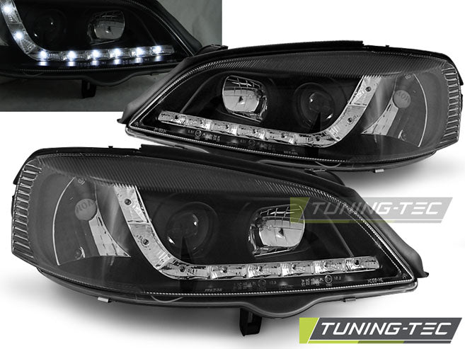 Tuning-Tec LED Tagfahrlicht Scheinwerfer für Opel Astra G 98-04 schwarz