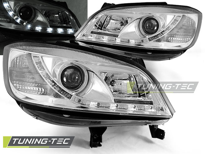 Tuning-Tec LED Tagfahrlicht Scheinwerfer für Opel Zafira A 99-06 chrom