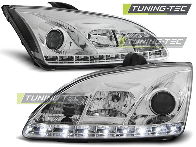 Tuning-Tec LED Tagfahrlicht Scheinwerfer für Ford Focus MK2 04-08 chrom