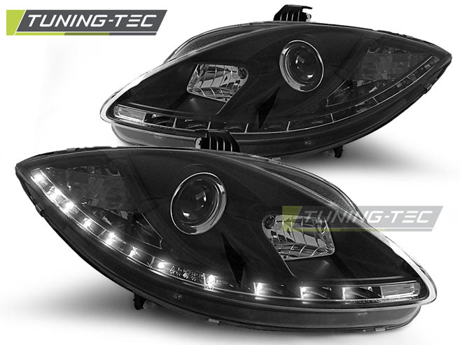 Tuning-Tec LED Tagfahrlicht Scheinwerfer für Seat Leon 1P / Altea / Toledo 05-09 schwarz