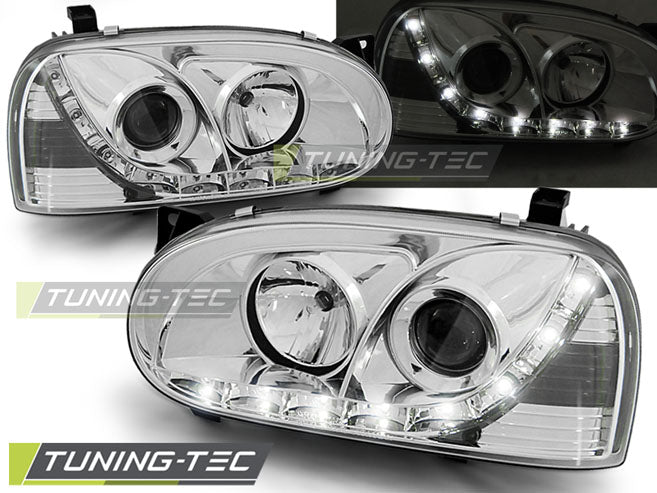 Tuning-Tec LED Tagfahrlicht Scheinwerfer für VW Golf 3 91-97 chrom