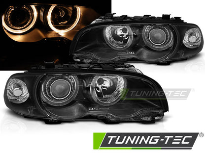 Tuning-Tec LED Angel Eyes Scheinwerfer für BMW 3er E46 Coupe / Cabrio 99-01 schwarz Set