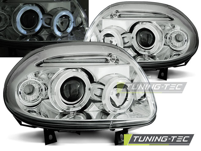 Tuning-Tec LED Angel Eyes Scheinwerfer für Renault Clio 2 98-01 chrom