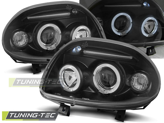 Tuning-Tec LED Angel Eyes Scheinwerfer für Renault Clio 2 98-01 schwarz
