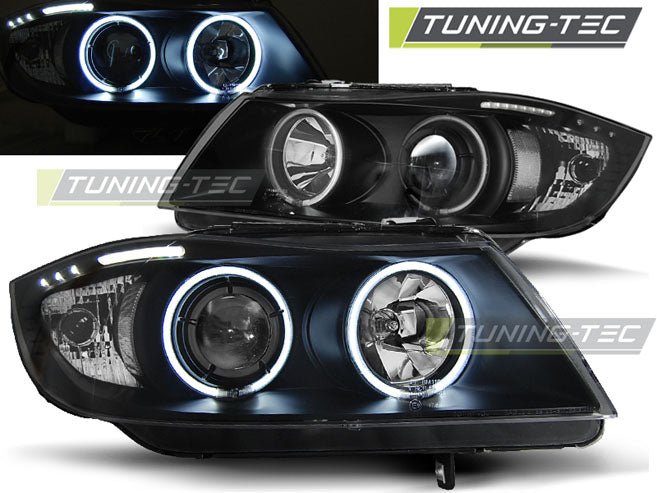 Tuning-Tec CCFL Angel Eyes Scheinwerfer für BMW 3er E90/E91 05-08 schwarz