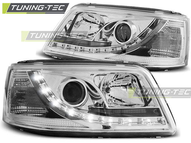 Tuning-Tec LED Tagfahrlicht Scheinwerfer für VW T5 03-09 chrom