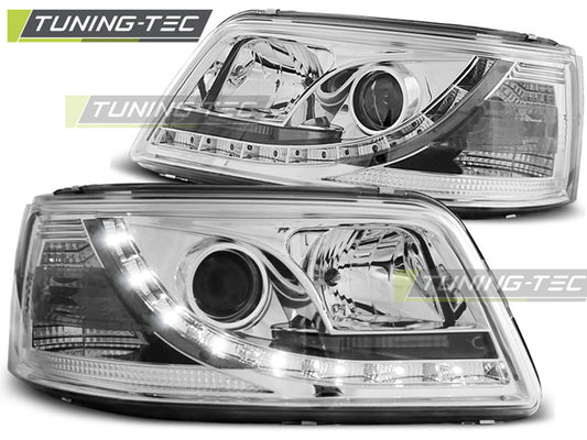 Tuning-Tec LED Tagfahrlicht Scheinwerfer für VW T5 03-09 chrom