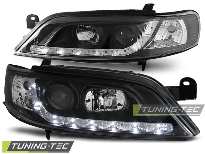 Tuning-Tec LED Tagfahrlicht Scheinwerfer für Opel Vectra B Facelift 99-02 schwarz