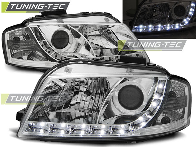 Tuning-Tec LED Tagfahrlicht Scheinwerfer für Audi A3 8P 04-08 chrom