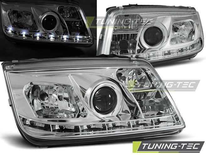 Tuning-Tec LED Tagfahrlicht Scheinwerfer für VW Bora 98-05 chrom