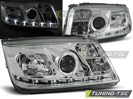 Tuning-Tec LED Tagfahrlicht Scheinwerfer für VW Bora 98-05 chrom