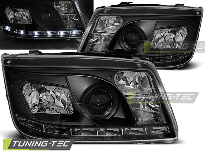 Tuning-Tec LED Tagfahrlicht Scheinwerfer für VW Bora 98-05 schwarz