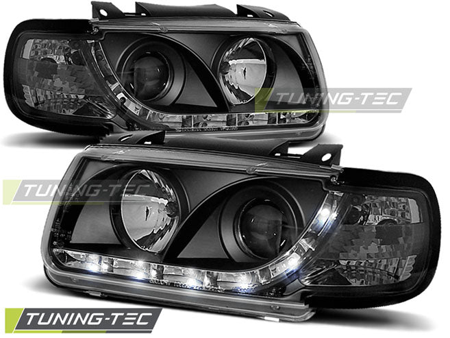 Tuning-Tec LED Tagfahrlicht Scheinwerfer für VW Polo 6N 94-99 schwarz