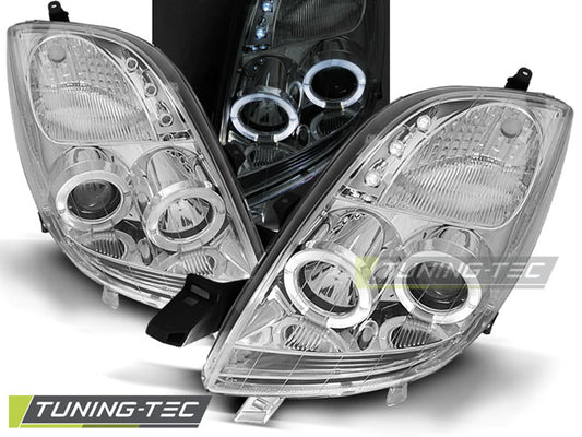 Tuning-Tec LED Angel Eyes Scheinwerfer für Toyota Yaris 06-09 chrom