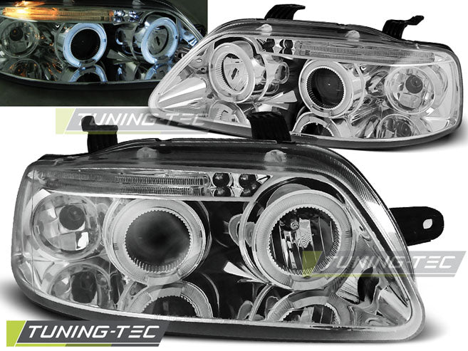 Tuning-Tec LED Angel Eyes Scheinwerfer für Chevrolet Aveo 03-06 chrom