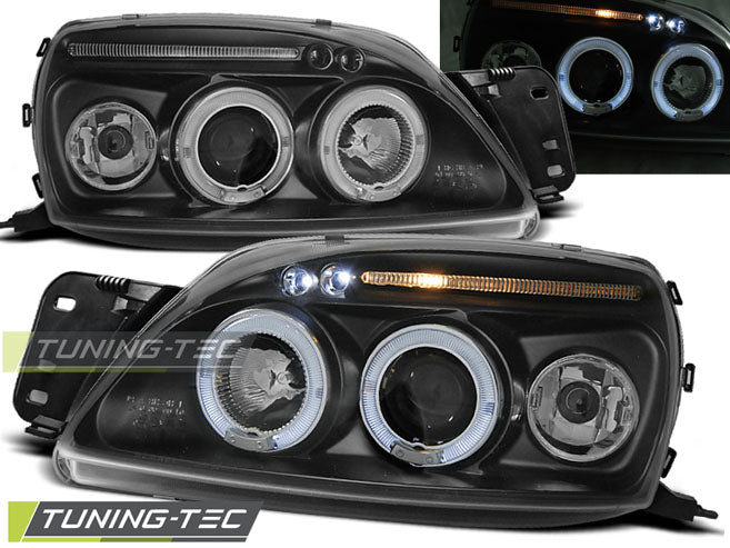 Tuning-Tec LED Angel Eyes Scheinwerfer für Ford Fiesta MK5 99-02 schwarz