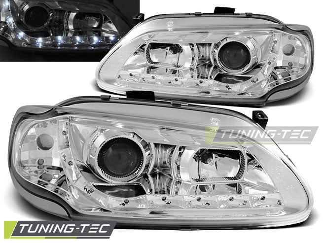 Tuning-Tec LED Tagfahrlicht Scheinwerfer für Renault Megane / Scenic 96-99 chrom
