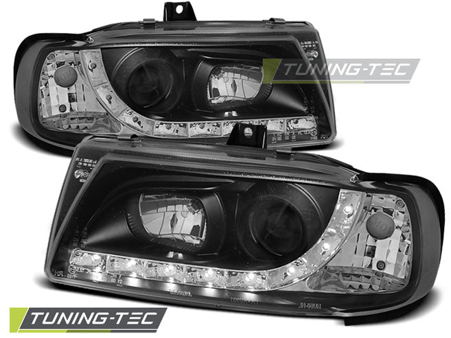 Tuning-Tec LED Tagfahrlicht Scheinwerfer für Seat Ibiza 6K / Cordoba 93-99 schwarz
