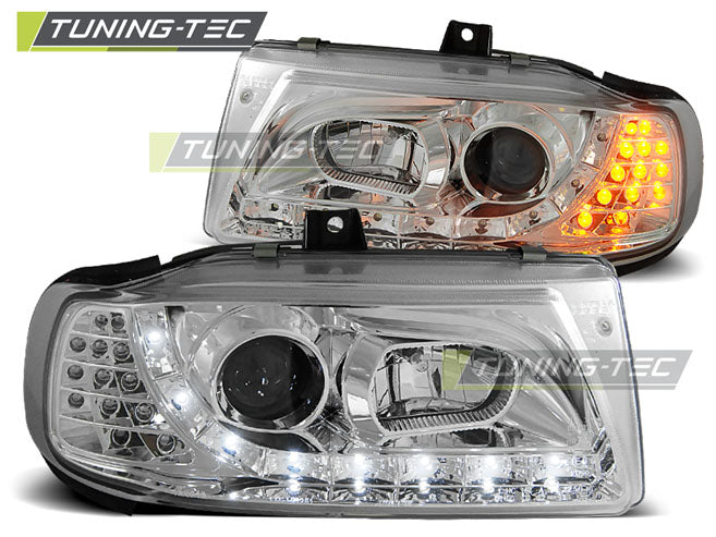 Tuning-Tec LED Tagfahrlicht Scheinwerfer für Seat Ibiza 6K / Cordoba 93-99 chrom mit LED Blinker