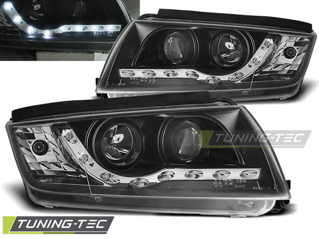 Tuning-Tec LED Tagfahrlicht Scheinwerfer für Skoda Fabia 1 99-08 schwarz