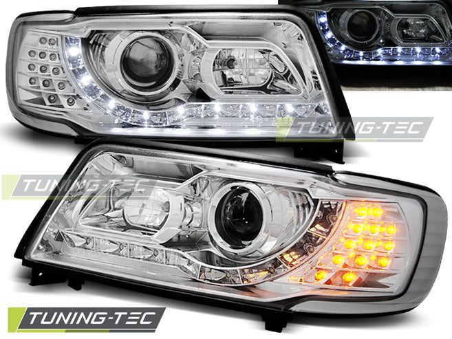 Tuning-Tec LED Tagfahrlicht Scheinwerfer für Audi 100 C4 91-94 chrom