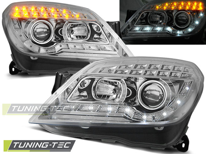 Tuning-Tec LED Tagfahrlicht Scheinwerfer für Opel Astra H 04-09 chrom mit LED Blinker