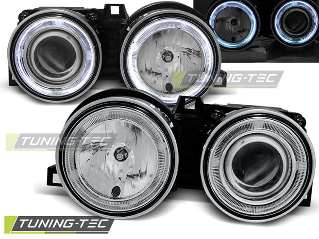 Tuning-Tec CCFL Angel Eyes Scheinwerfer für BMW 3er E30 82-94 chrom