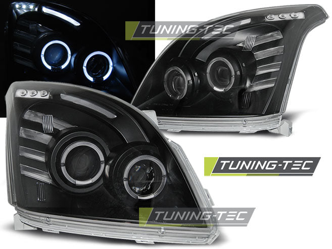 Tuning-Tec LED Angel Eyes Scheinwerfer für Toyota Land Cruiser 120 03-09 schwarz