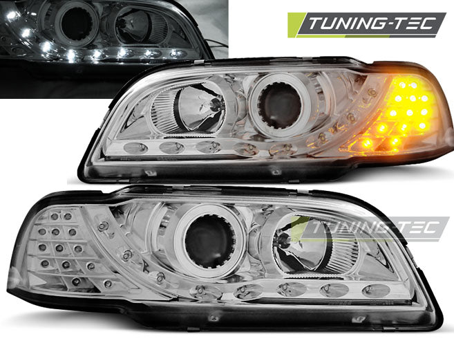 Tuning-Tec LED Tagfahrlicht Scheinwerfer für Volvo S40 / V40 96-00 chrom mit LED Blinker