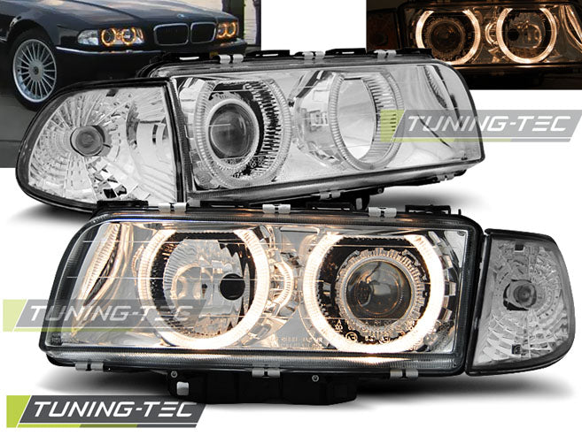 Tuning-Tec LED Angel Eyes Scheinwerfer für BMW 7er E38 94-98 chrom