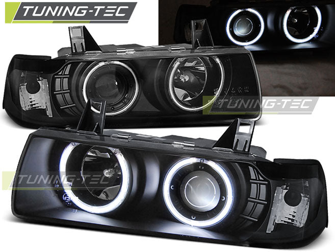 Tuning-Tec CCFL Angel Eyes Scheinwerfer für BMW 3er E36 Coupe/Cabrio 90-99 schwarz