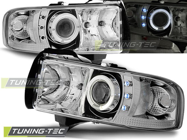 Tuning-Tec LED Angel Eyes Scheinwerfer für Dodge RAM 94-01 chrom