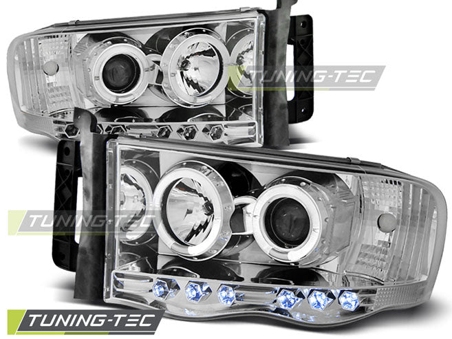 Tuning-Tec LED Angel Eyes Scheinwerfer für Dodge RAM 02-06 chrom