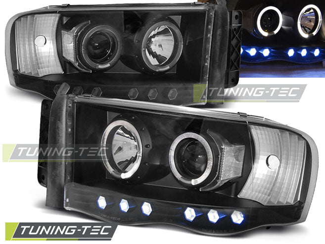 Tuning-Tec LED Angel Eyes Scheinwerfer für Dodge RAM 02-06 schwarz