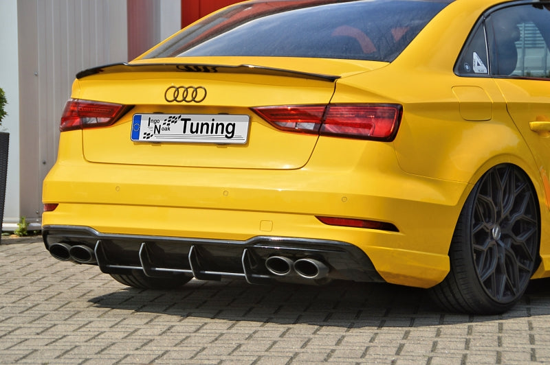 Gefräster Heckansatz Audi A3, 8V, S-Line + S3, Limousine Schwarz Glanz